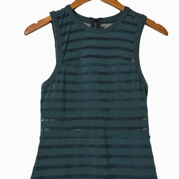 Silence + Noise Green Mesh Cocktail Sleeveless Dress Green Knee Length Medium - Picture 5 of 7